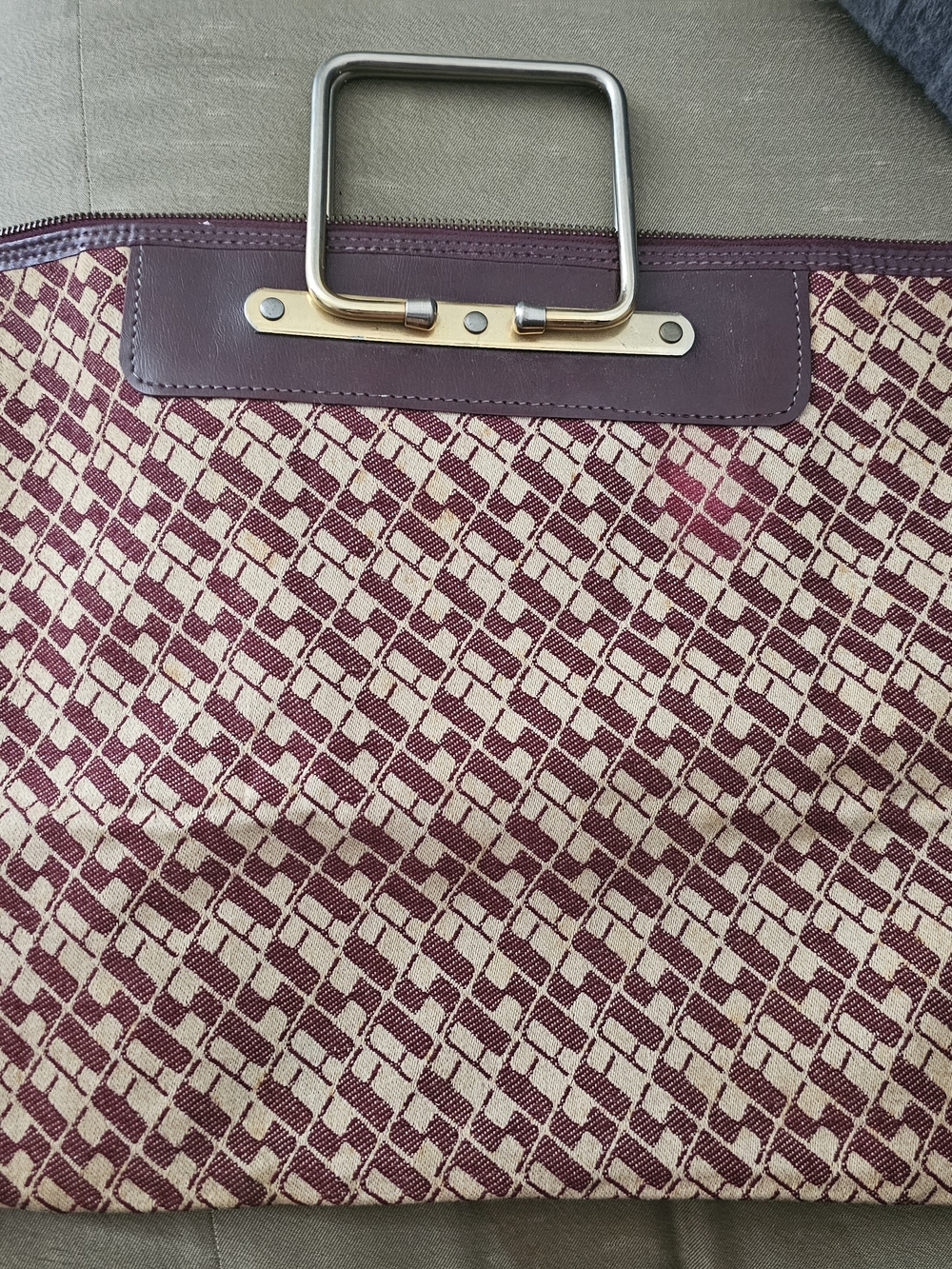 Saks Fifth Avenue Camel and Burgundy Knit Top with Branded Tag